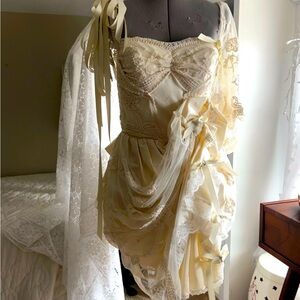 Handmade by me. One of a kind, creamy off-white silk vintage lace and pearl